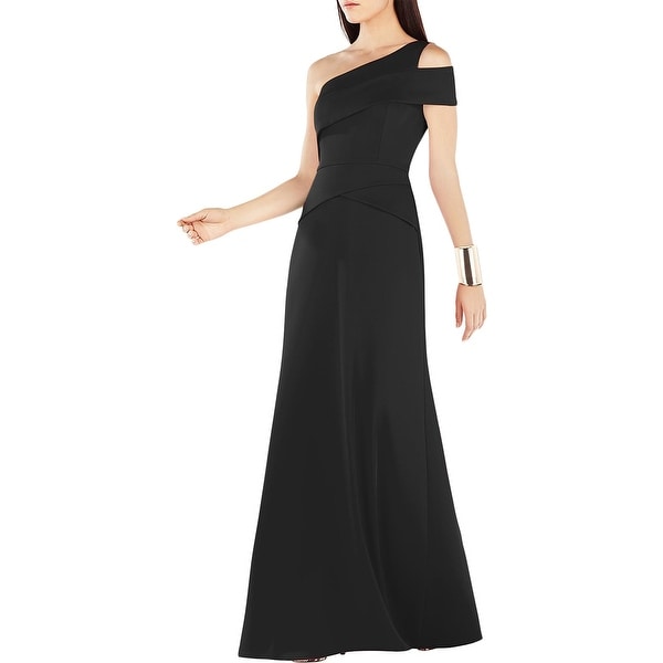 bcbg black one shoulder dress