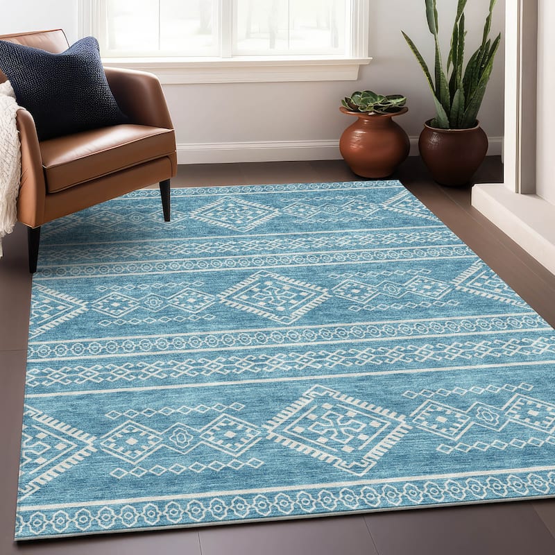Premium Washable Super Soft Boho Globe Mayfield Rug - Teal - 8' x 10'