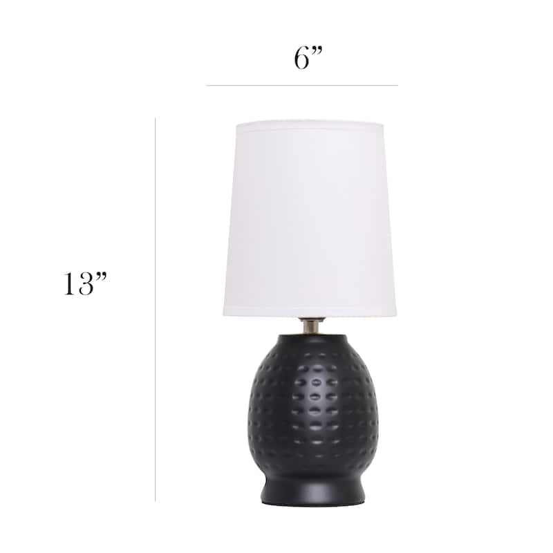 Ceramic Table Lamp with Fabric Shade for Small Spaces - 6 x 6 x 13 in. (L x W x H)