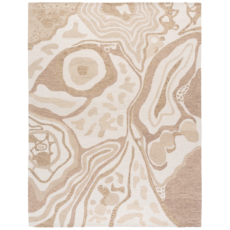 SAFAVIEH Handmade Ebony Ahlam Wool Rug - 8' x 10' - Beige/Ivory