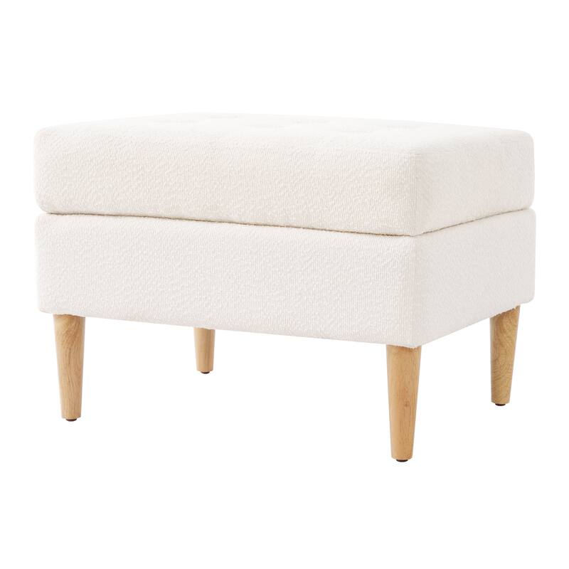Christopher Knight Home- Modern Mid-Century Upholstered Tufted Ottoman with Solid Wood Legs & Versatile Use