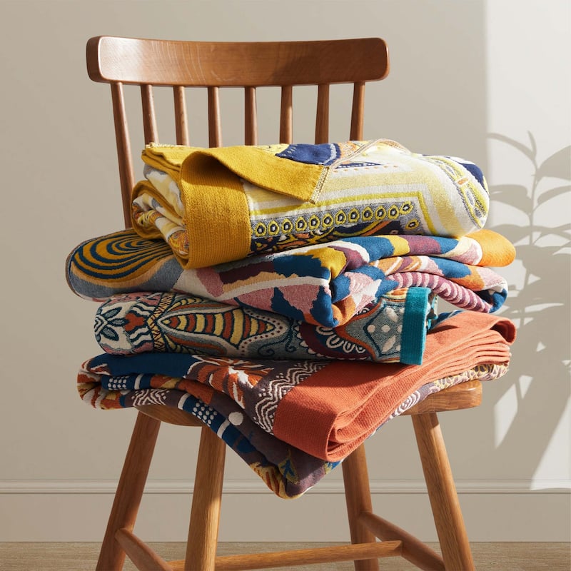 100% Cotton Boho Floral Thermal Breathable Jacquard Throw Blankets