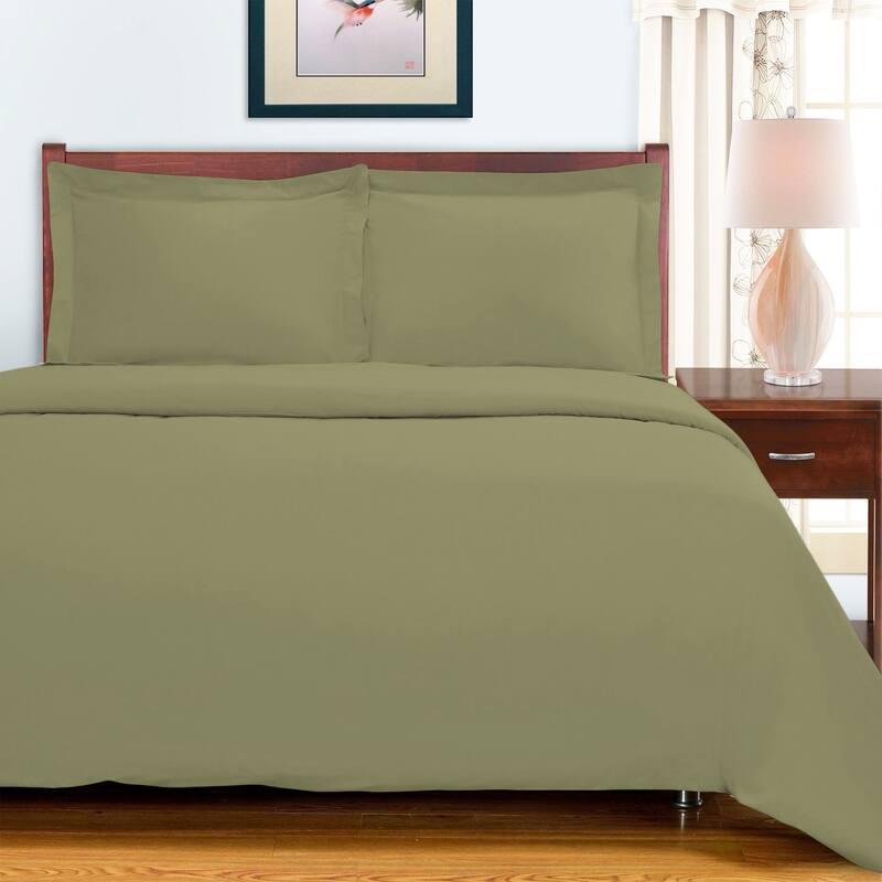 Superior 300-Thread Count Solid Egyptian Cotton Duvet Cover Set - Sage - Twin XL