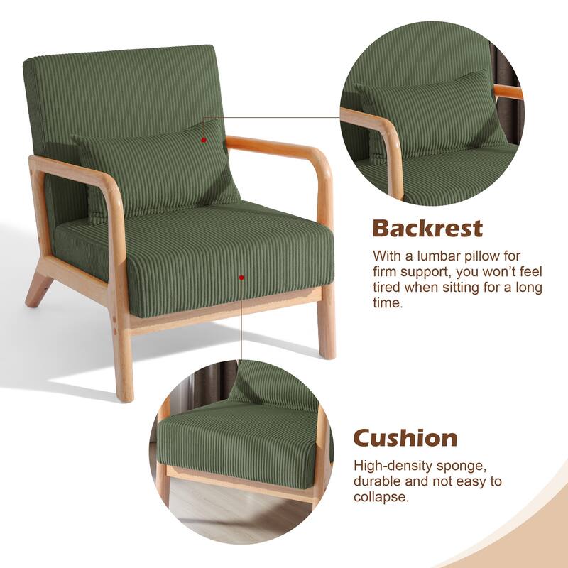 2 Set Upholstered Lounge Arm Chair with Pillow - Set of 2