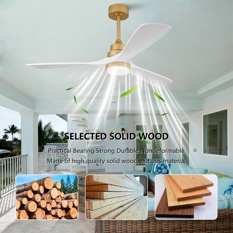 52" Ceiling Fan w/ Dimmable LED Light Remote Control Reversible DC Motor