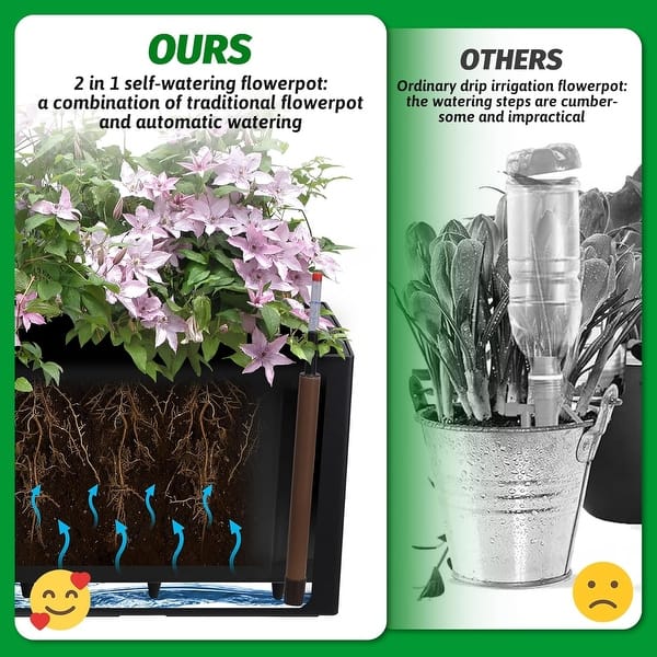 Rectangular Planter for Outdoor Plants, Self-Watering Flower Pot - Bed Bath  & Beyond - 42187623