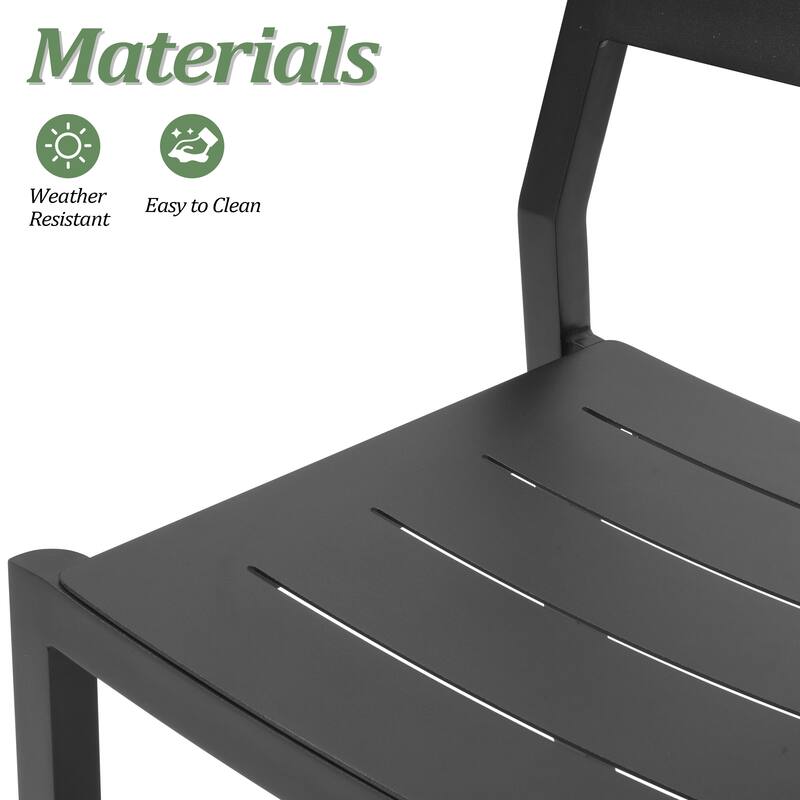 7-piece Outdoor Aluminum Patio Dining Expandable Table with Stackable Chairs
