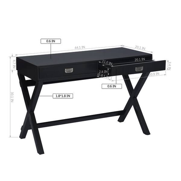 Modern X-base Two-Drawer Makeup Vanity Table with 44In Tabletop，Solid ...