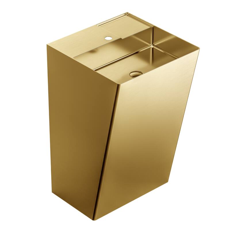 Karran Cinox Stainless Steel Rectangular Pedestal Sink - Gold
