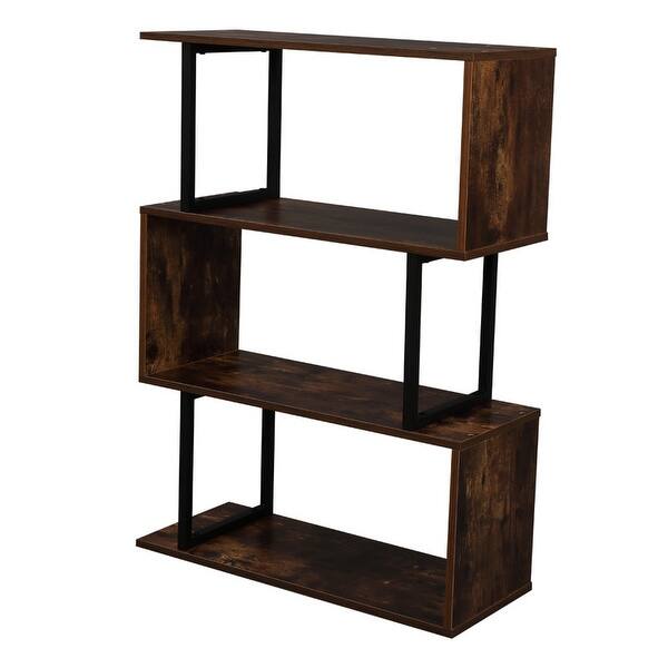 3 Tier Industrial Metal Frame Bookcase Storage Shelf For Living Room Overstock 32321706