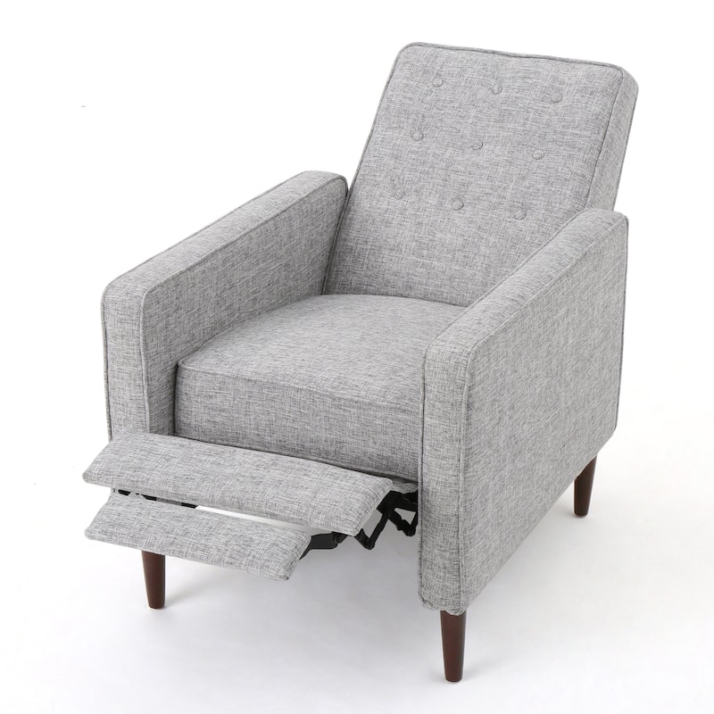 Mervynn Mid-Century Modern Button Tufted Fabric Recliner by Christopher Knight Home