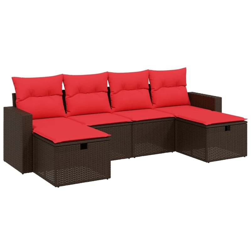 6-Piece Outdoor Garden Sofa Set with Cushions - 21.7" x 24.4" x 27.2"