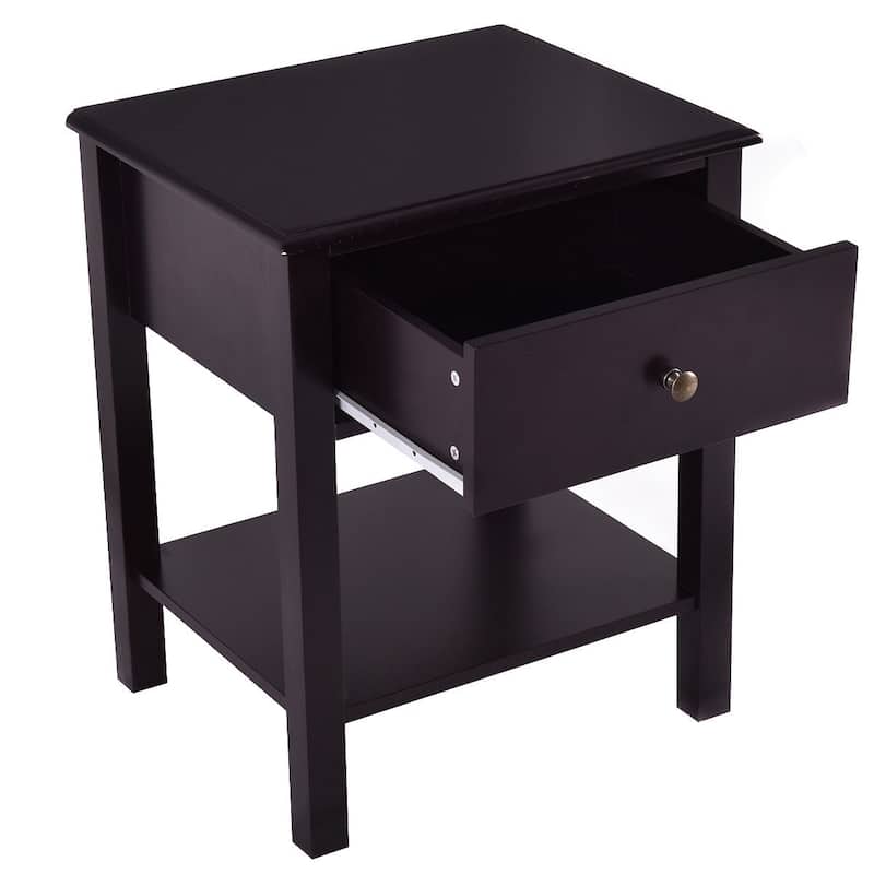 Costway End Table Nightstand Storage Display Furniture Drawer Shelf