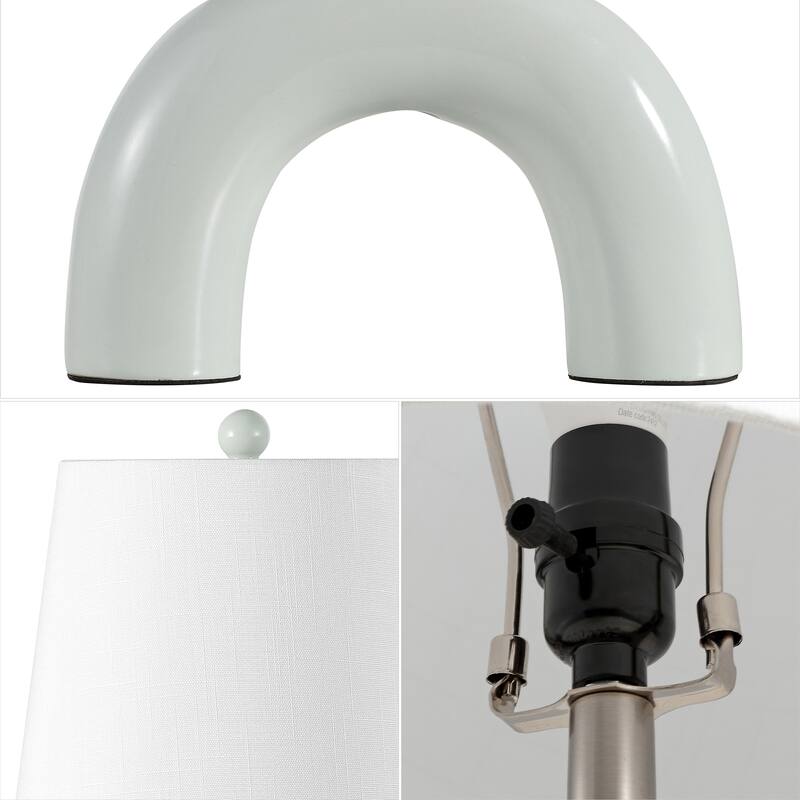 Zadie 17.75" Scandinavian Minimalist Ceramic Arch LED Table Lamp (Set of 2), by JONATHAN Y
