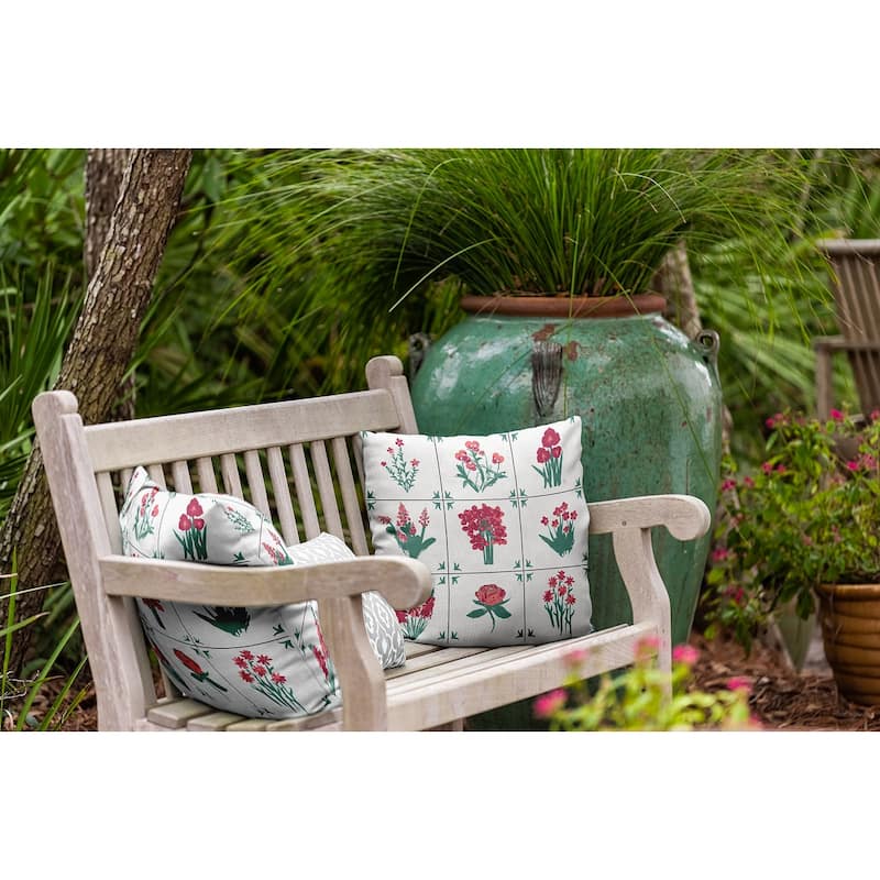 Framed Field Flowers Indoor/Outdoor Throw Pillow