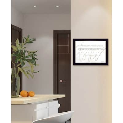 TrendyDecor4U Traditional "Love Never Fails" Framed Print Wall Art by Cindy Jacobs - White, Tan, Black