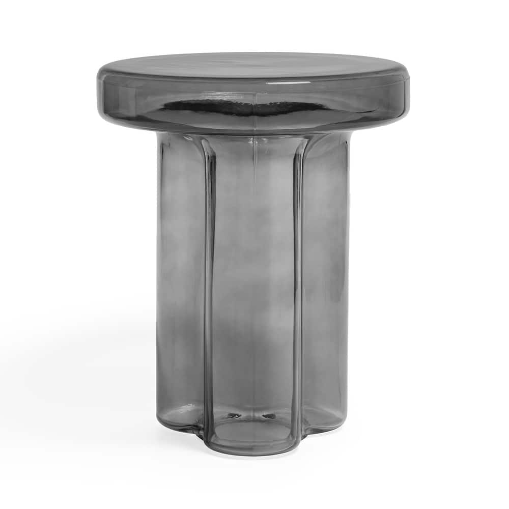 Modern Artistic Flower Glass Round Coffee Table Side Table