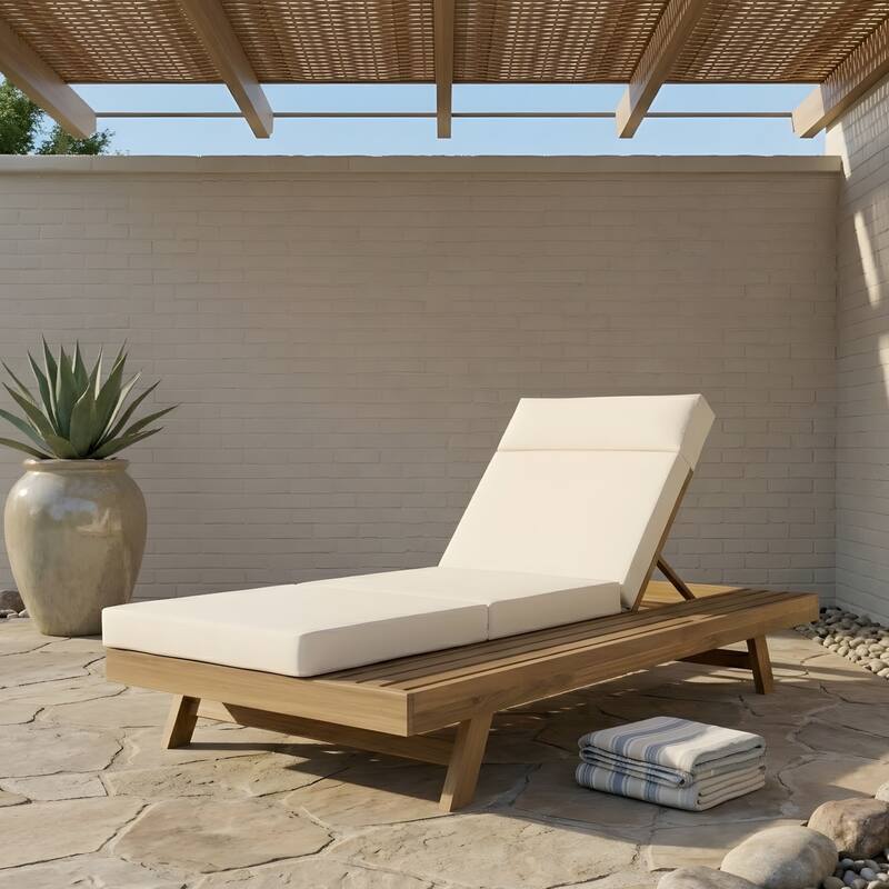 Outdoor Patio Lounge Chair, Adjustable Recliner with Headrest and Retractable Side Tray