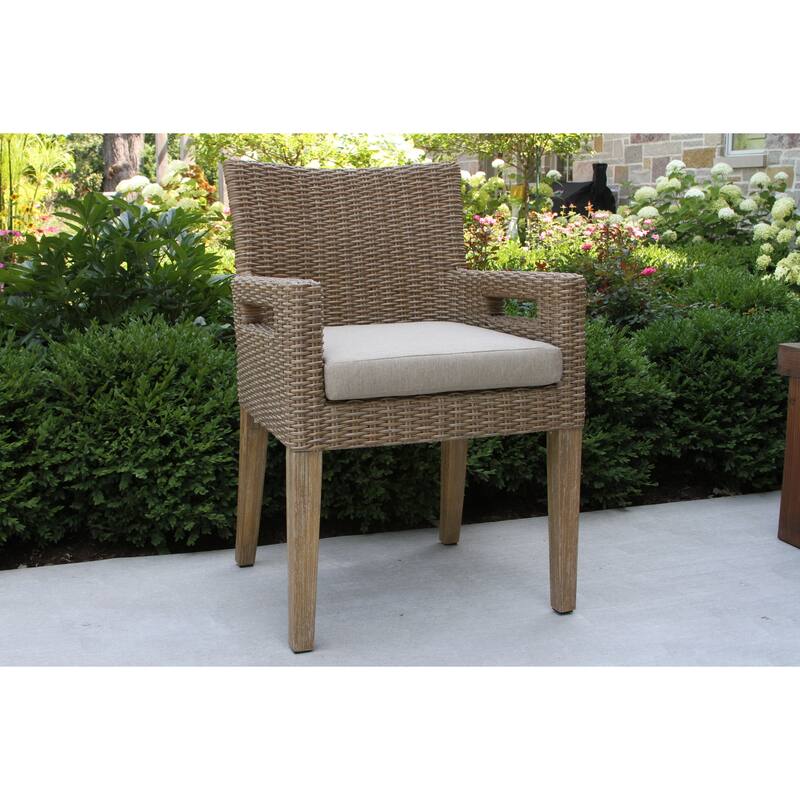Cordelia 6-Piece Ivory Composite, Wheat Wicker and Eucalyptus Wash Rectangle Dining Set
