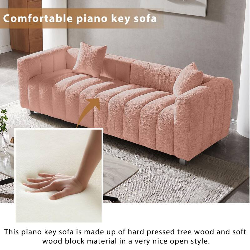 83.46'' Premium Velvet Sofa 3-Seater Loveseat, Modern Bubble Upholstered Couch with Metal Base Legs