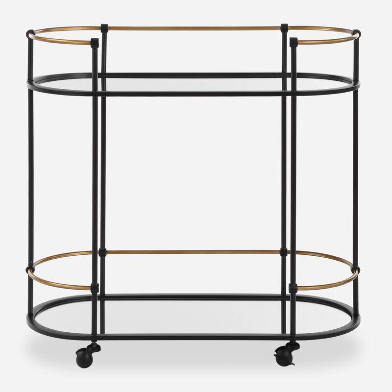 Uttermost 24186 Andre 32" Wide Metal Bar Cart with Two Shelves - Iron