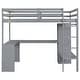 preview thumbnail 18 of 42, Twin/Full Size Loft Bed with L-Shaped Desk, Wardrobe and Storage Shelves, Solid Wood Loft Bed Frame with Ladder and Guardrail