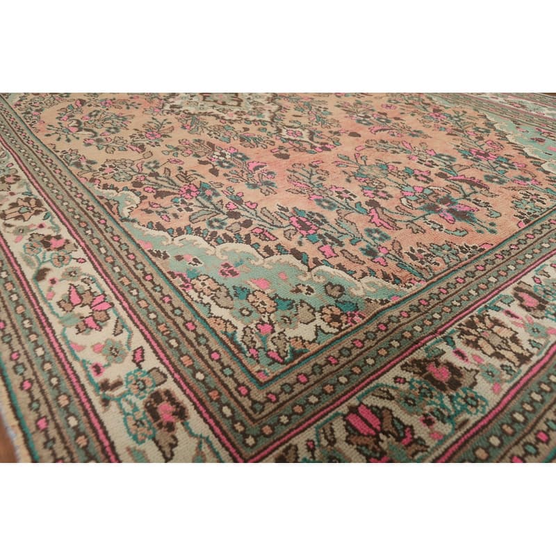 Floral Medallion Hamedan Persian Area Rug Handmade Wool Carpet - 6'8"x 9'8"