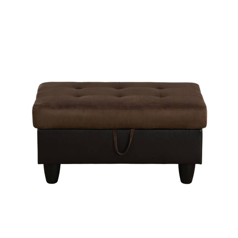 KISRAIS 34" Wide Upholstered Storage Ottoman