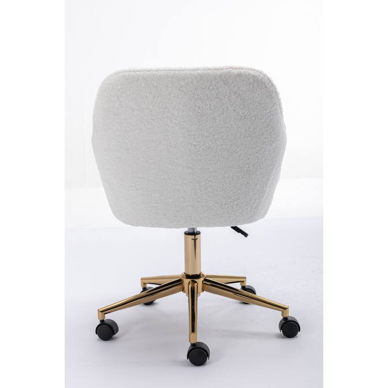 Teddy Fabric Home Office Chair with Metal Legs, Swivel Task Chair with Wheels, Upholstered Armchair with Adjustable Height - N/A