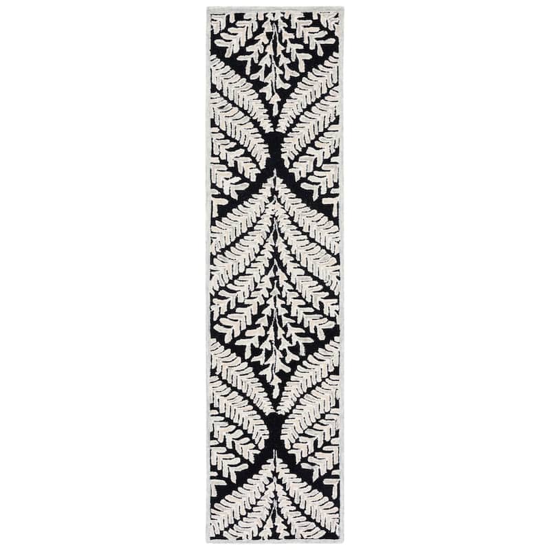 SAFAVIEH Handmade Capri Kert Wool Rug - 2'3" x 7' Runner - Black/Ivory