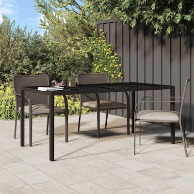 vidaXL Patio Table 74.8" Tempered Glass and Poly Rattan Table Multi Colors - 74.8 x 35.4 x 29.5 in