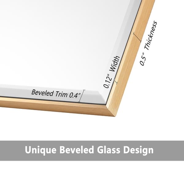 dimension image slide 5 of 14, Rectangle Metal Framed Beveled Edge Bathroom Vanity Mirror