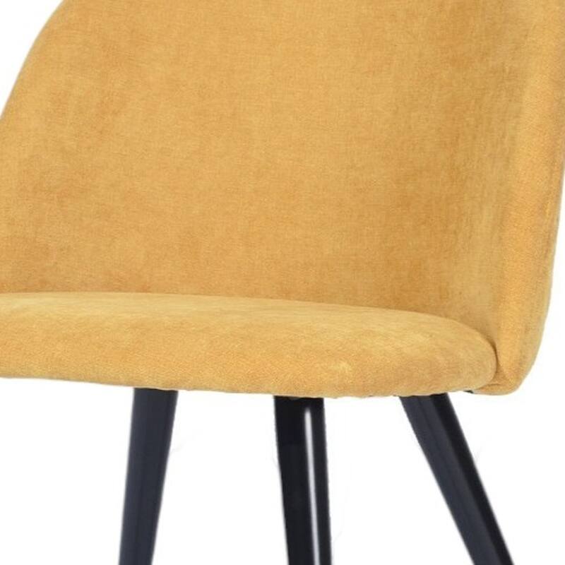 HomeRoots Set of Two Yellow and Black Upholstered Fabric Dining Side Chairs - 18.90 in. x 30.30 in. x 18.90 in.