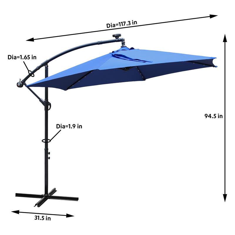 Maypex 10 Feet Solar Offset Outdoor Patio Umbrella