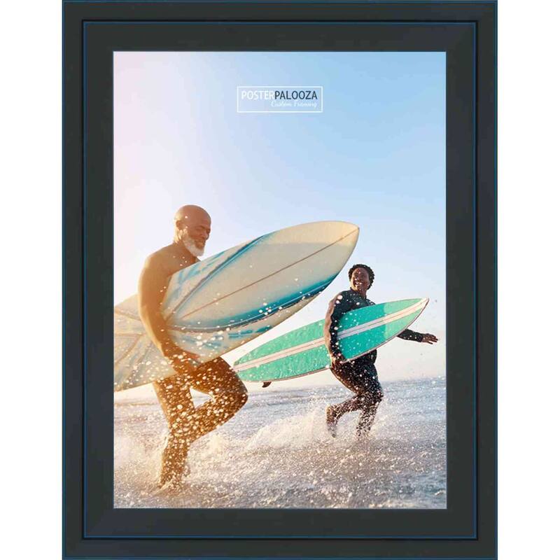 9x12 Contemporary Black Wood Picture Frame UV Acrylic, Foam Board