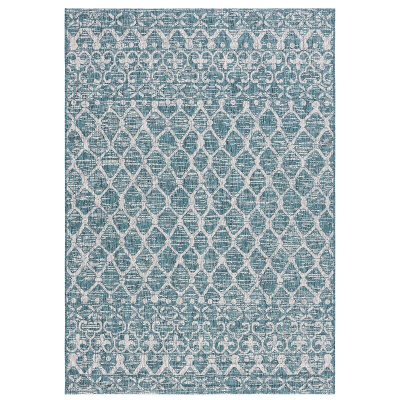 SAFAVIEH Courtyard Jancee Transitional Rug - 5'3" x 7'7" - Teal/Grey
