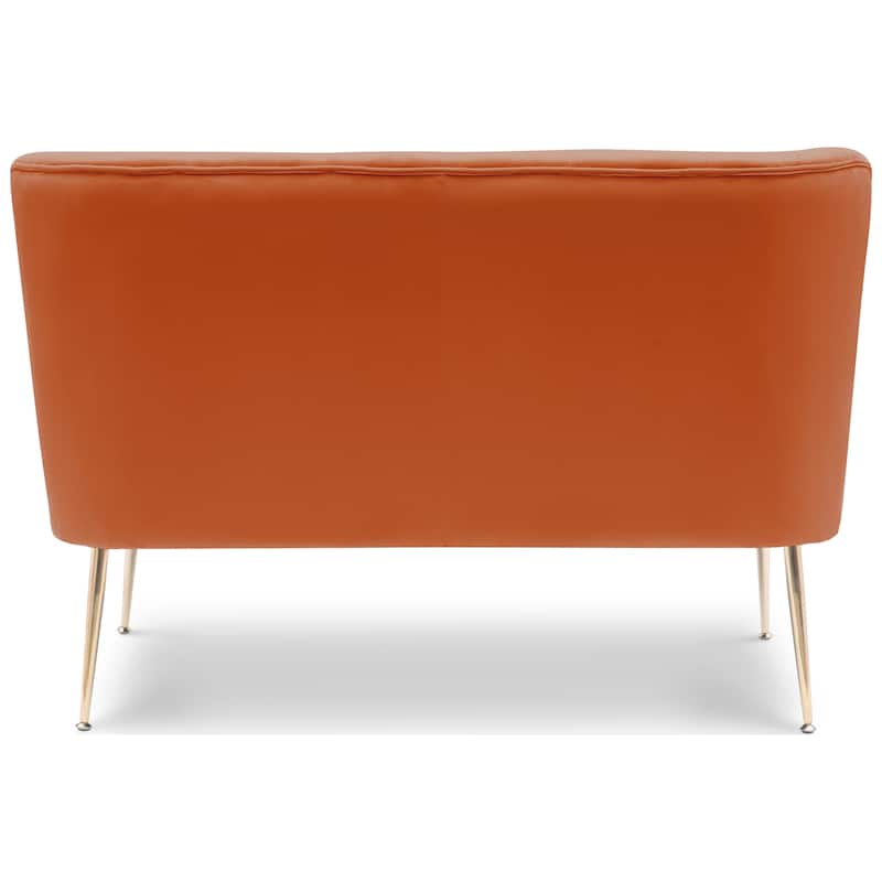 Farrah Upholstered Velvet Polyester 46" Wide Loveseat - Armless/ Scalloped Back