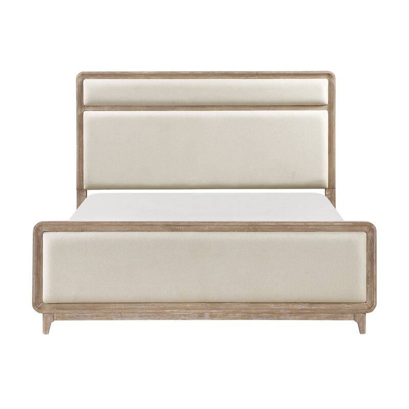 Elegant Bedroom Furniture 5pc Set Bed Dresser Mirror Nightstands Natural Finish