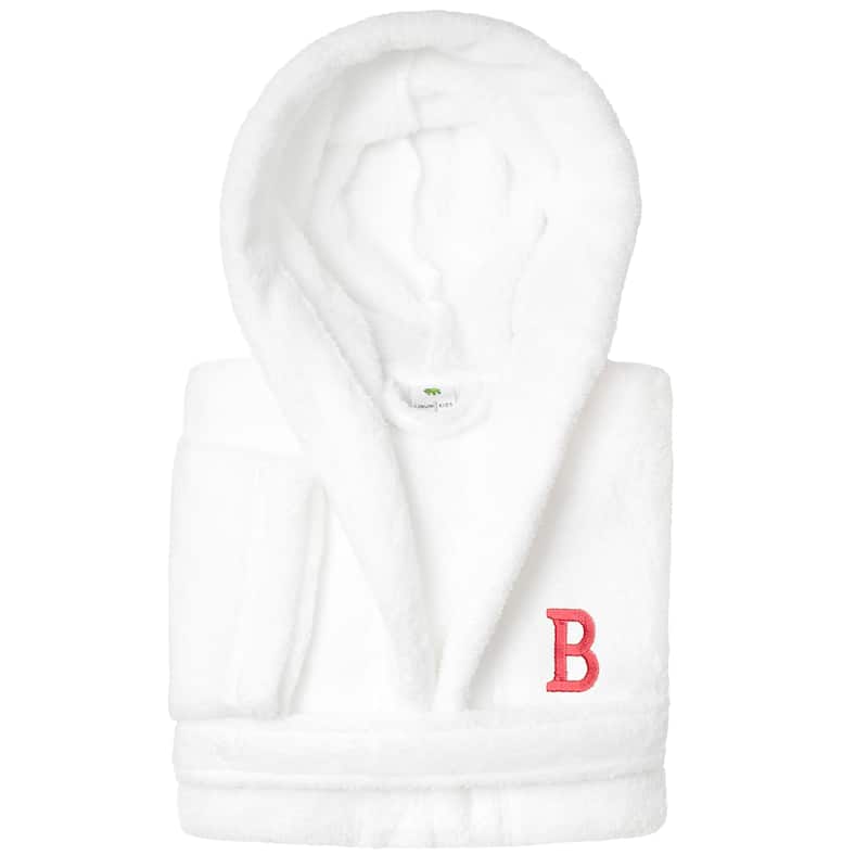 Sweet Kids 100% Polyester SUPER PLUSH Double Brushed Hooded Bathrobe with Pink Bookman Monogram - Medium - B