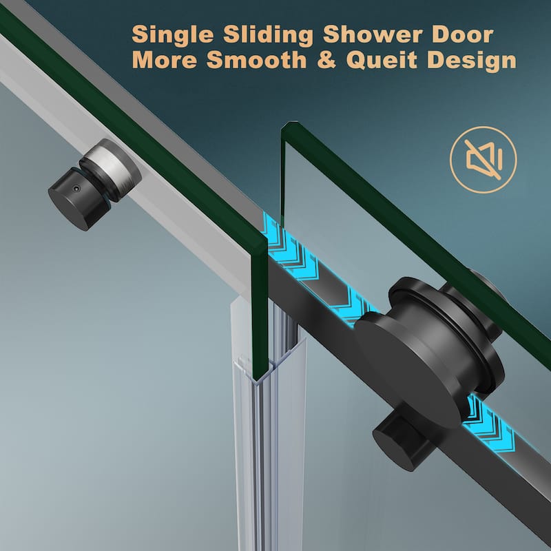 Elegant 60 in. W x 72 in. H Frameless Sliding Shower Doors in Black - 60"×72"