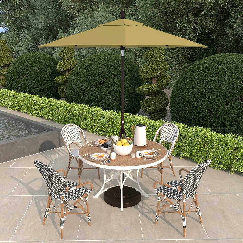 California Umbrella 7.5' Sun Master Patio Umbrella Bronze Aluminum Pole Fiberglass Ribs Crank Lift Tilt Sunbrella Cilantro