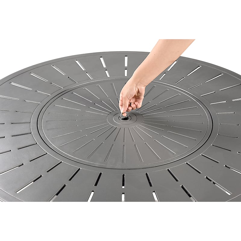 Aluminum Outdoor 44 in. Round Propane Fire Table with Fire Beads, Lid and Fabric Cover, 57,000 BTUs in Antique Copper Finish