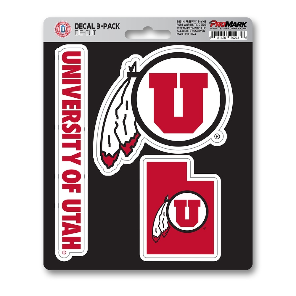 University of Utah 3 Piece Decal Sticker Pack (Universal – Universal – Universal)