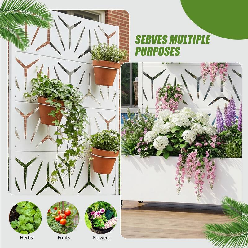 Metal Galvanized Planter Box with Trellis Privacy Screen Lockable Wheels