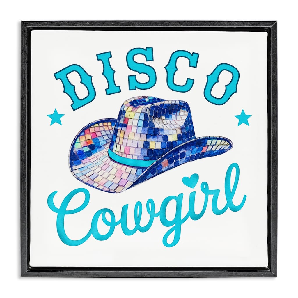 Stupell Turquoise Disco Cowgirl Framed Floater Canvas Wall Art Design By Amanda Greenwood