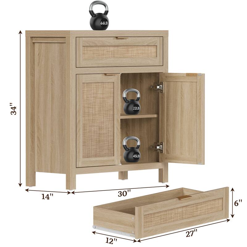 SICOTAS Farmhouse Sideboard Buffet Cabinet Set of 2 with Drawer - N/A