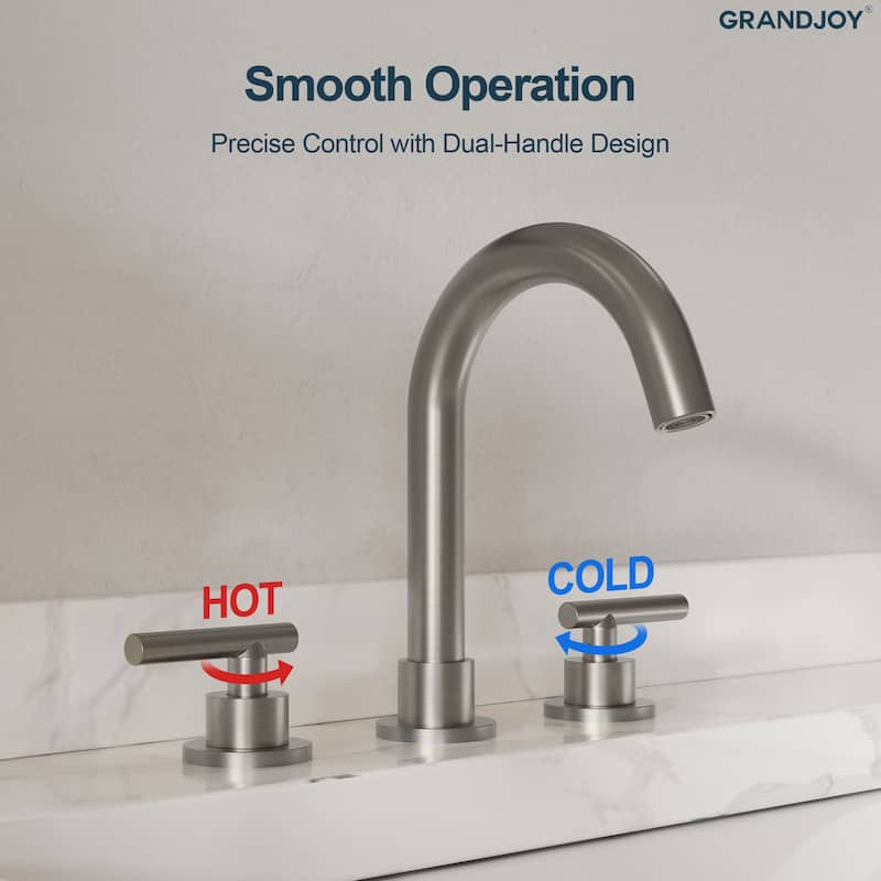 GRANDJOY 8" Mid Arc Widespread 2-Handle Bathroom Faucet