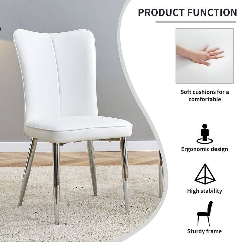 Modern PU Leather Minimalist Dining Chairs Set of 4