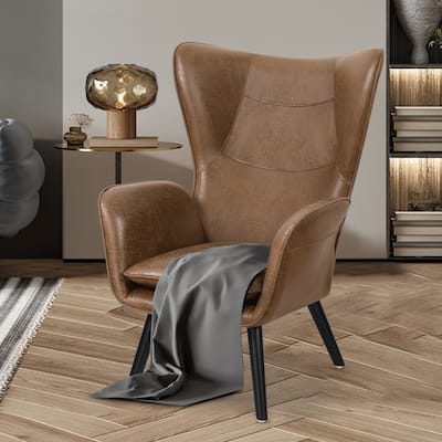 Upholstered Wingback Armchair Leisure Accent Chair, Single - 40.55" H x 28.34" W x 33.1" D