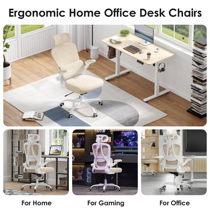 Ergonomic Office Chair, Desk Chair with Headrest and Lumbar Support, High Back Swivel Home Office Chair